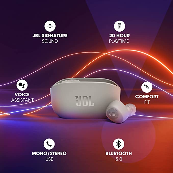 JBL Wave 100TWS ( Wireless Bluetooth Earphone with Deep Bass Sound)